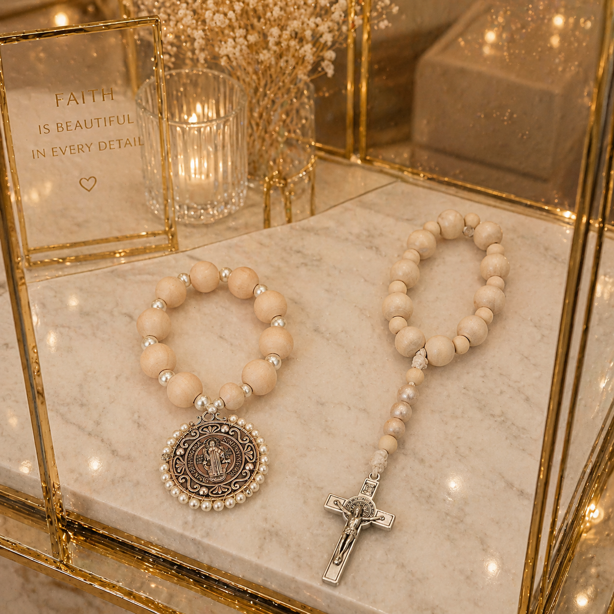 Set Pulsera y Decenario San Benito